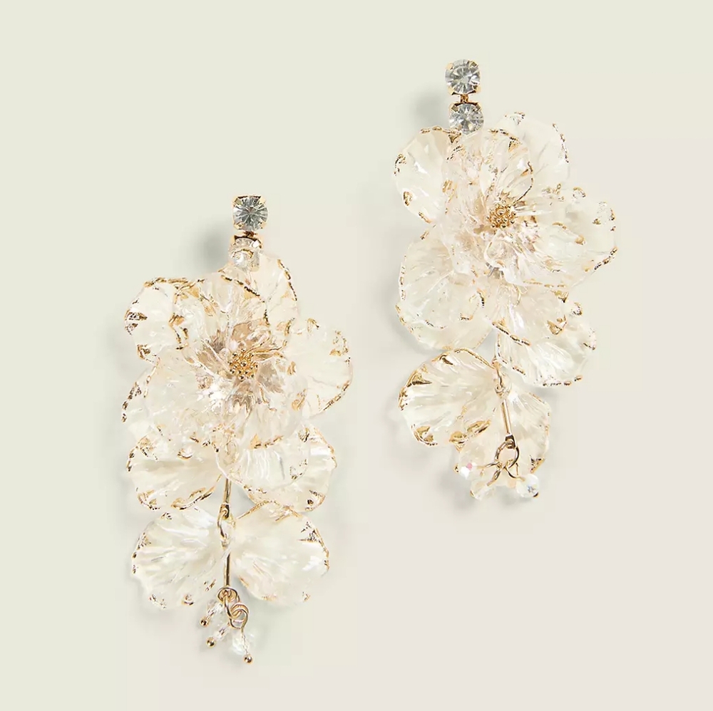NWT Lane Bryant Clear Floral Drop Earrings